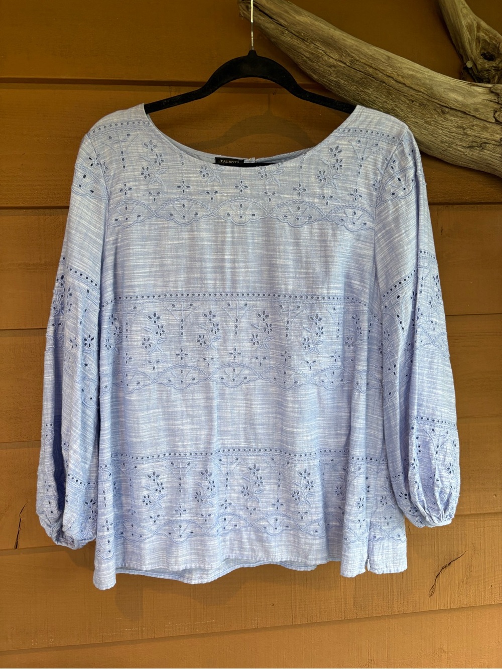 Talbots Sky Blue Eyelet Peasant Blouse - Women's